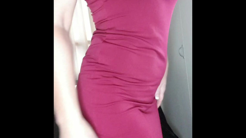 Brooke goes evening dress to wall-dildo